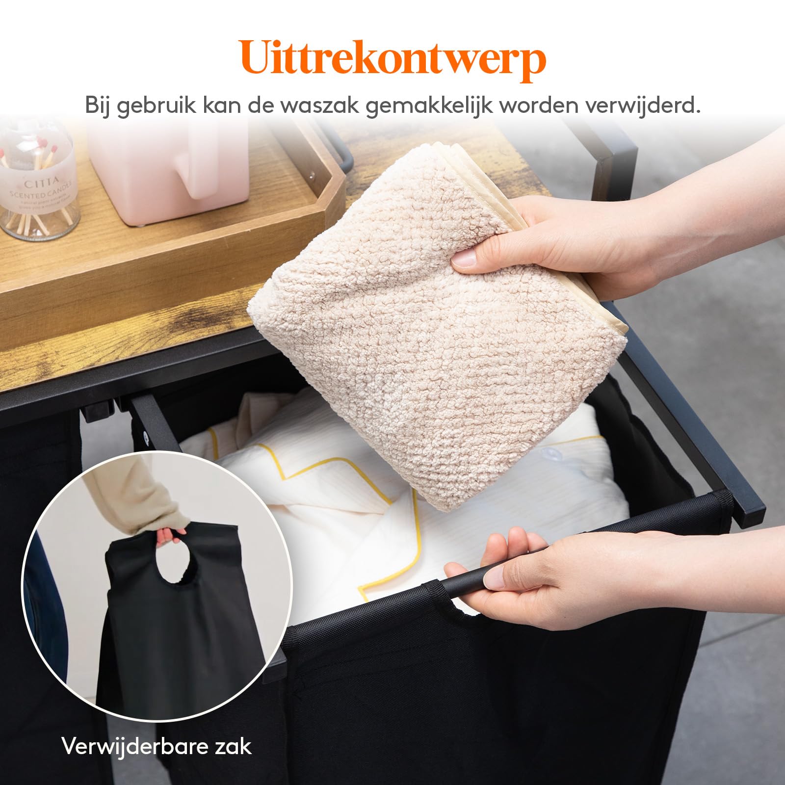 Lifewit Wasmand 2 Gedeeltes, 95 L Wasmand met Legplank en Dubbele Uittrekbare Uitneembare Zakken, Wassorteerder voor Waskamer Slaapkamer Badkamer Slaapzaal, Zwart