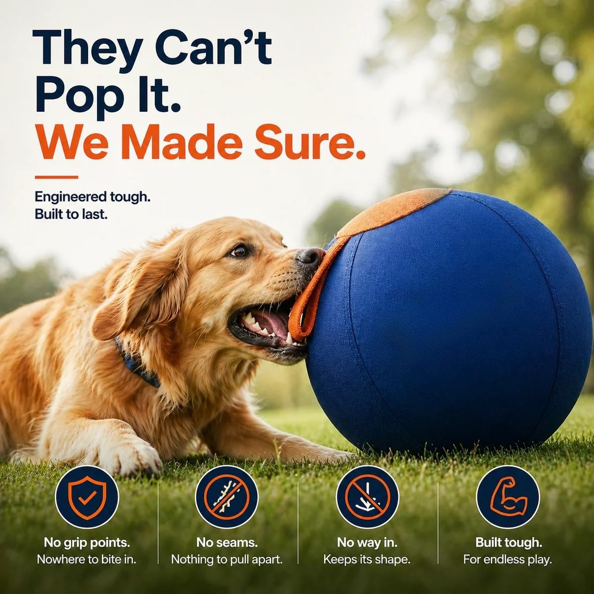 Navea Giant Ball - Herding Ball,Juguete Inflable para Mascotas, Pelota Resistente para Perros Al Aire Libre (Combinación de Azul y Naranja,45CM)