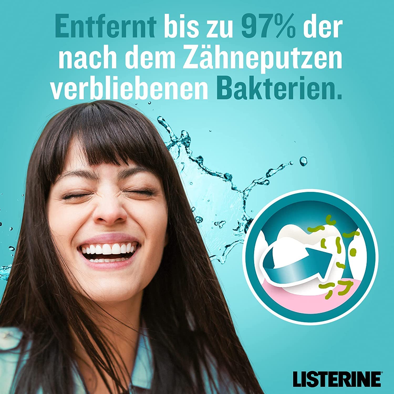 LISTERINE Cool Mint milder Geschmack (1000 ml), antibakterielle Mundspülung ohne Alkohol mit ätherischen Ölen, für ein langanhaltendes Frischegefühl (6 x 1000ml)