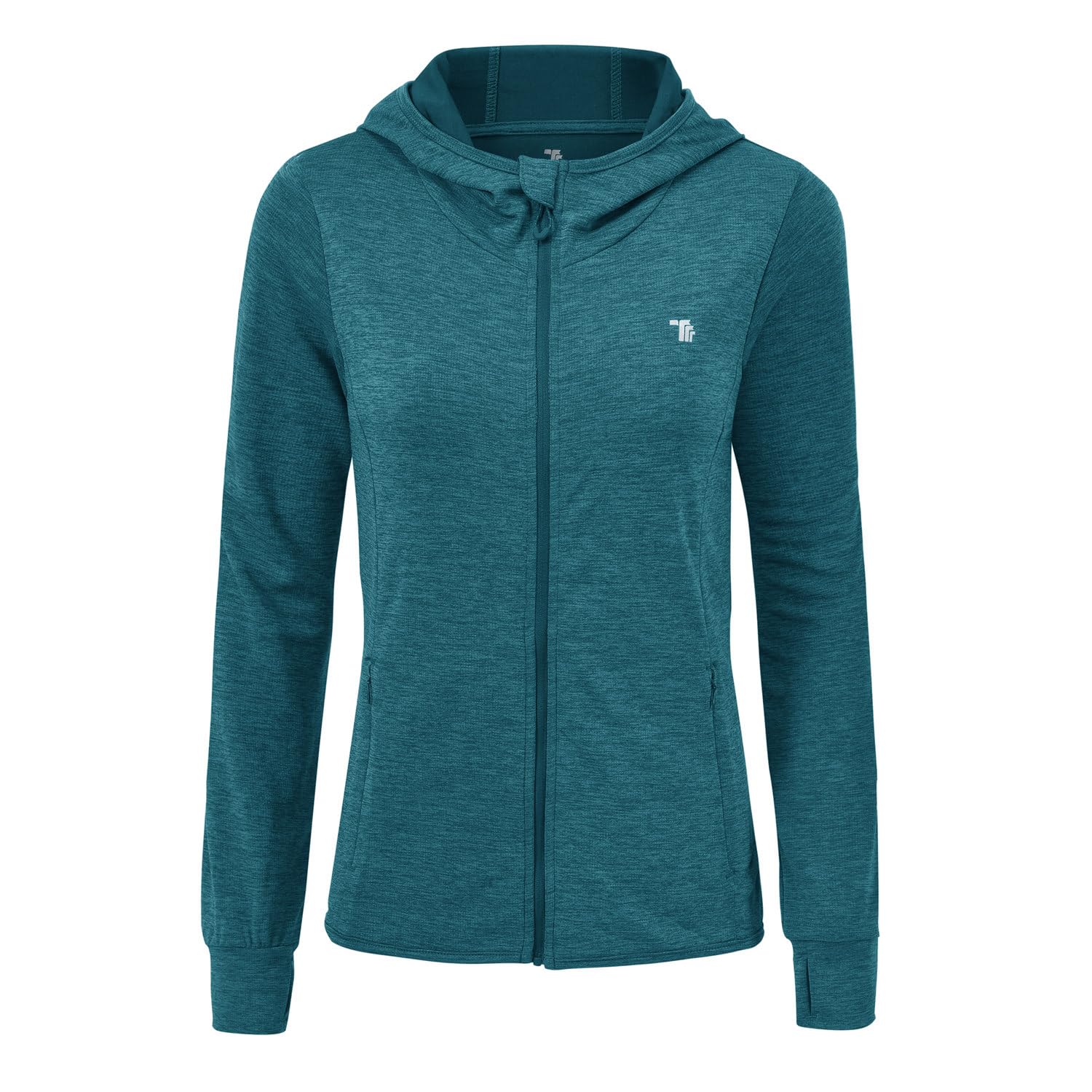 donhobo Sportjack voor dames, trainingsjack, lange mouwen, fitness, yoga-jas, licht, ademend, sweatjack met volledige rits, met zakken, duimgat, oranje, M