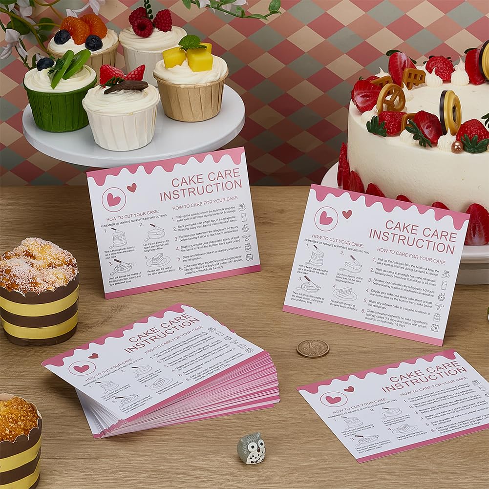 FINGERINSPIRE 120 Sheets Cake Care Instruction Cards 10.9x14cm Rectangle Display Cards with Care and Cutting Tips Perfect for Bakeries Cake Shops and Home Bakers for Customer Guidance - Image 4
