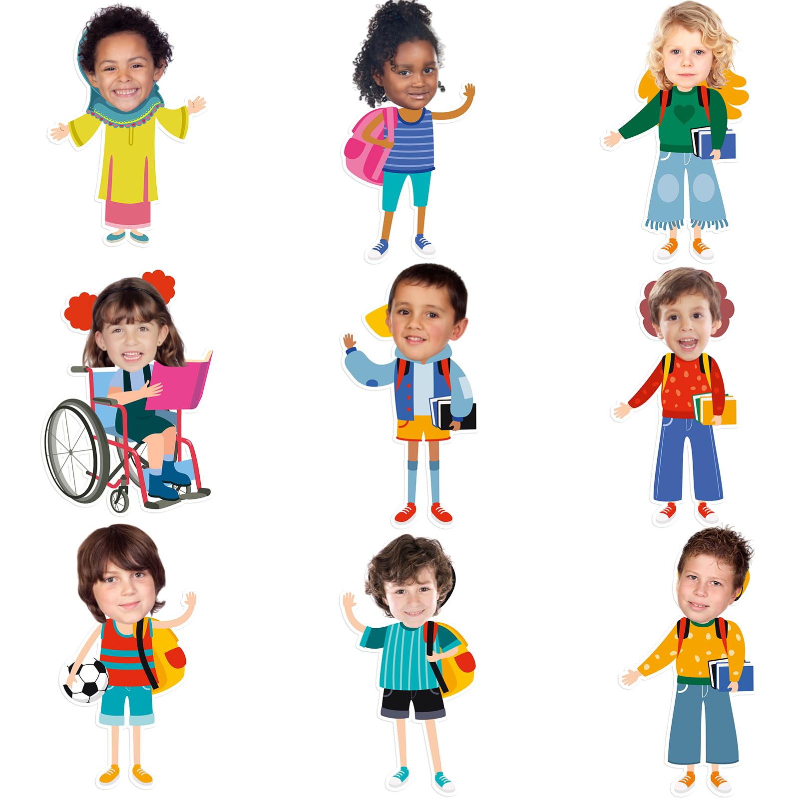 Kosiz 45 Pcs Diversity Party Cutouts Inclusive Paper Cuts Decor Positive Student Diversity Bulletin Board Decoration for Home Classroom School Back to