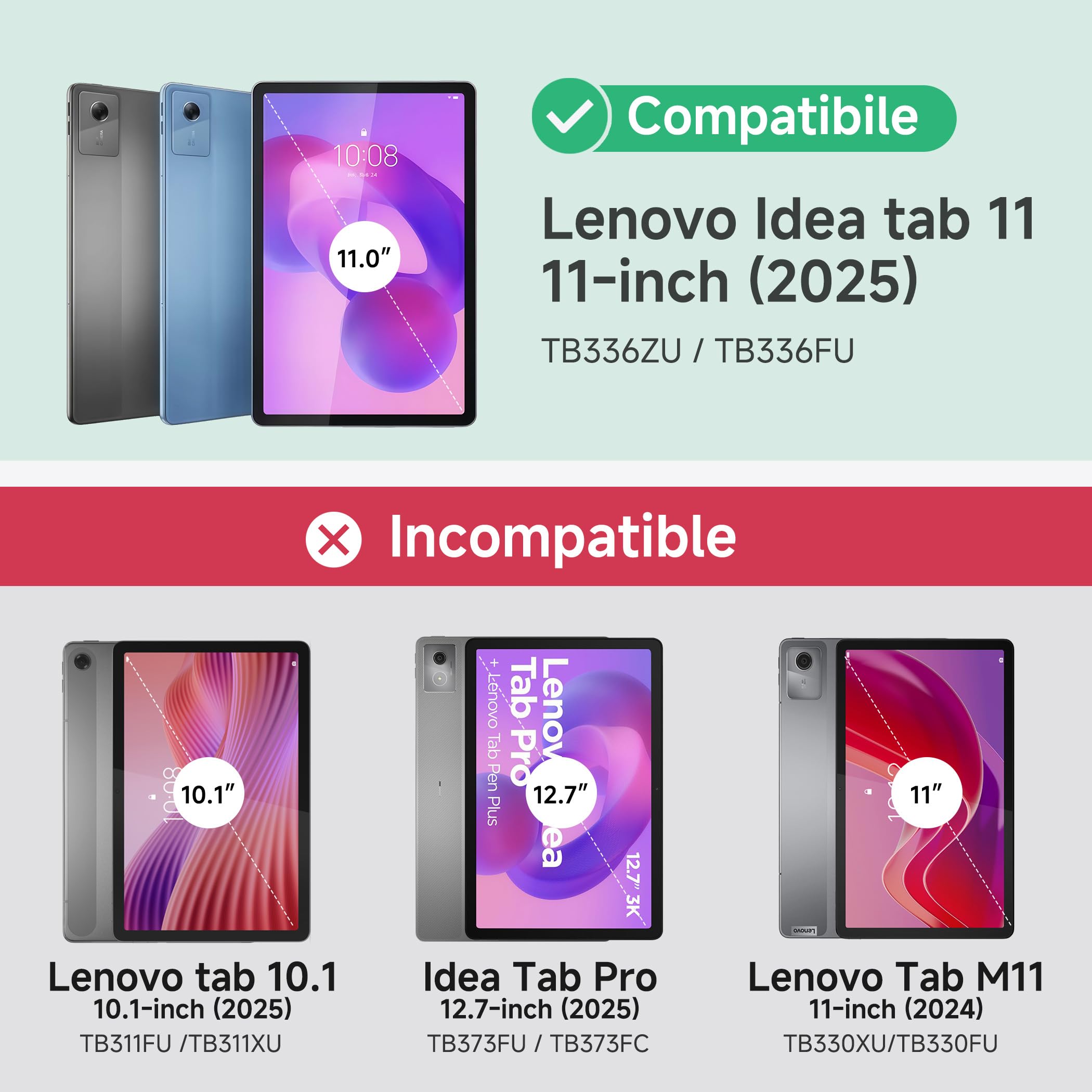 CACOE Funda para Lenovo Idea Tab de 11 pulgadas 2025 con película protectora - Ultra delgada con función de soporte, funda de piel sintética delgada, negra — view 2