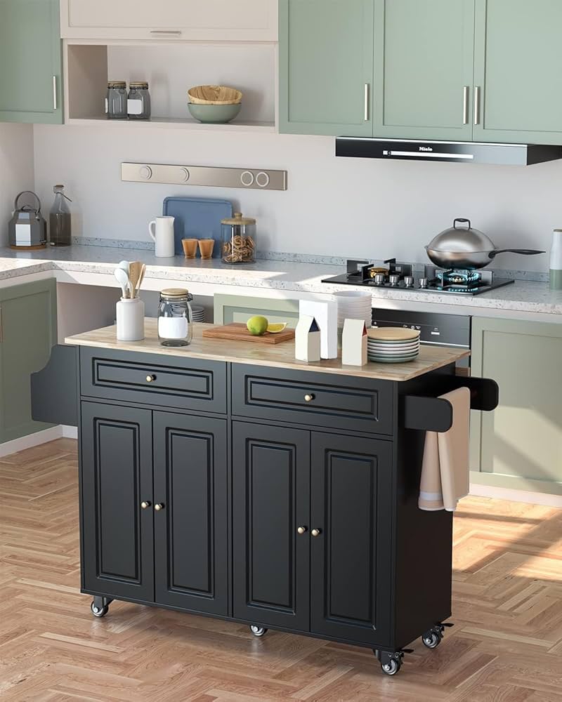 Amazon.com: Qsun Kitchen Island with Storage, Kitchen Cart