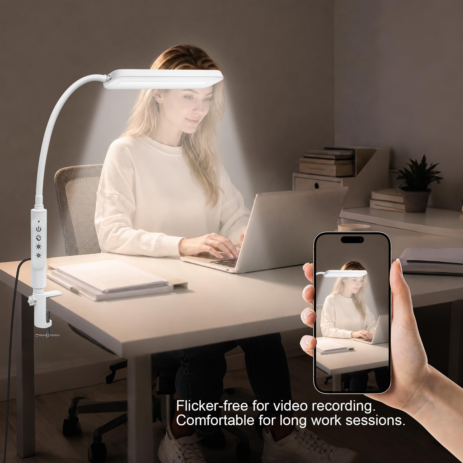 Lermende Lampada da scrivania a LED con morsetto White-JS