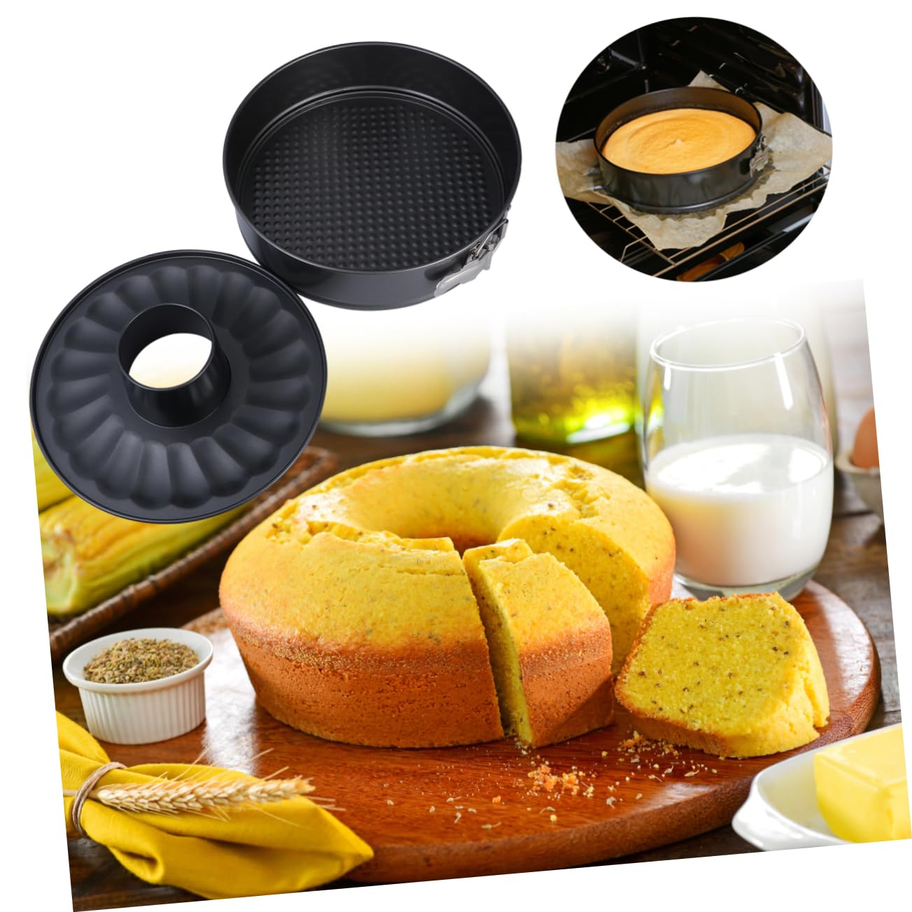 ULTECHNOVO Runde Kuchenbackform mit Schornstein aus High Carbon Stahl