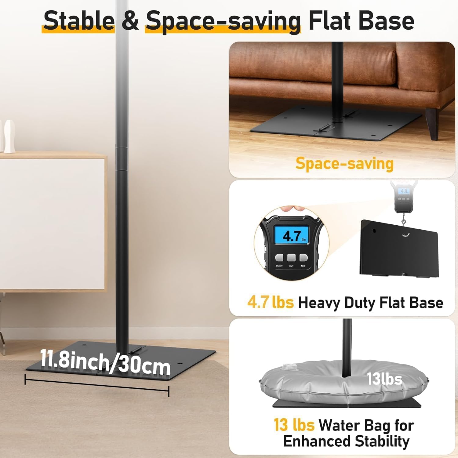 Écran de Projection avec Support 100 Pouces, EMART Toile de Projection Portable 16:9 HD 4K Adapté Intérieur et Extérieur avec Sac Transport et Base Robuste, pour Le Jardin, Fêtes et Home Cinéma
