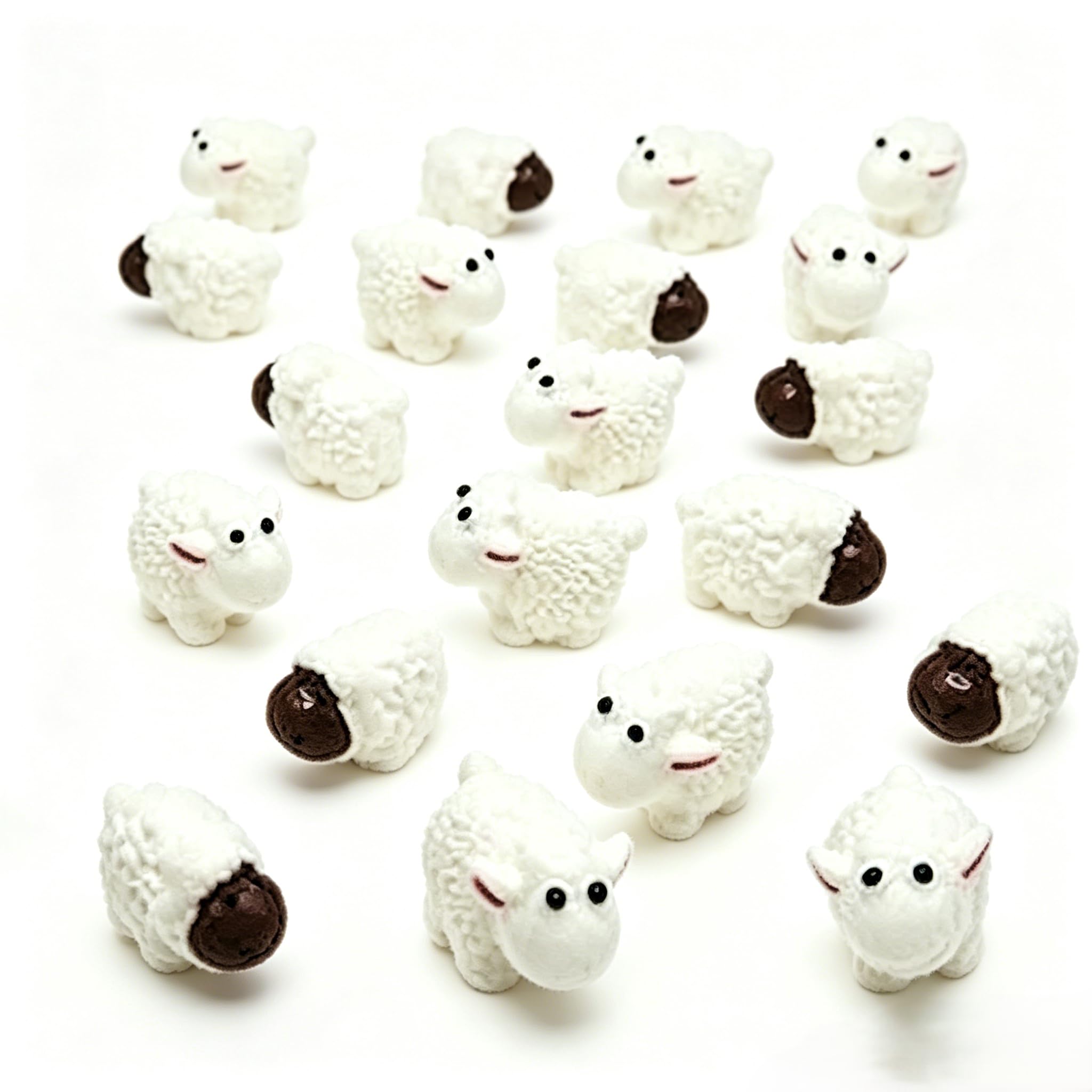Ymantang White 20Pcs Mini Sheep Herd Figurines - Cake/Cupcake Toppers, Terrarium And Moss Landscape Decor, Diy Miniature Crafts For Fairy Gardens, Home Décor And Model Scenes