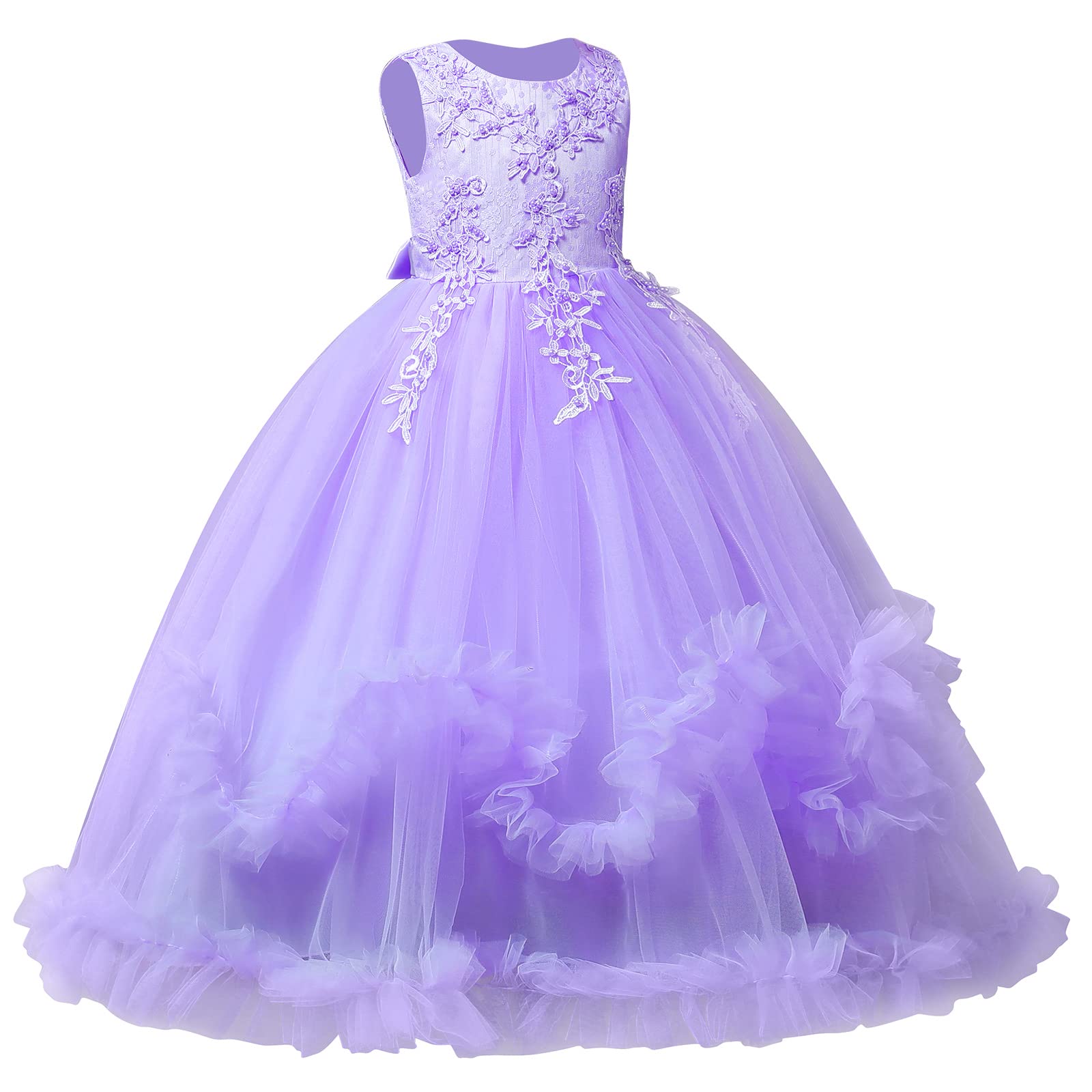 IMEKIS Vestido de niña de flores princesa de encaje tutú lentejuelas Bowknot vestido festivo fiesta dama de honor boda cumpleaños largo desfile vestido de fiesta …