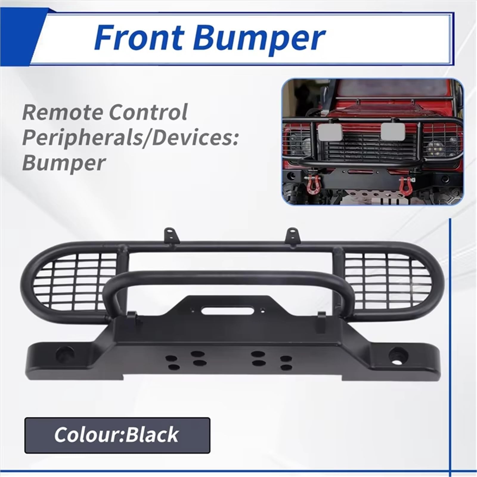 Paraurti RC per Traxxas per TRX4 per Defender Paraurti Anteriore Metallo per Auto Cingolate RC 1/10 con Accessori di Aggiornamento Luci
