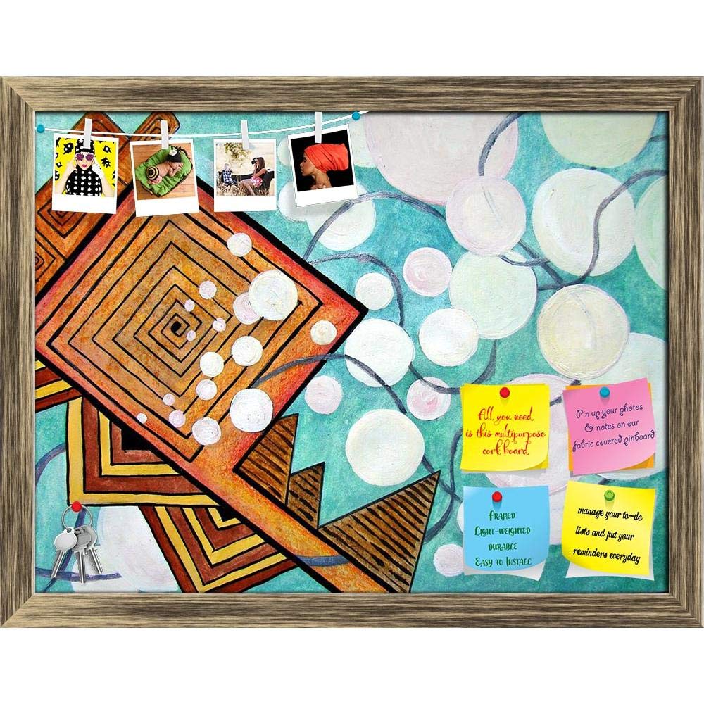 ArtzFolio Gold Pyramid & White Bubbles D1 | Bulletin Board Notice Pin Board | Vision Soft Board Combo with Thumb Push Pins & Sticky Notes | Antique Golden Frame | 20.7 x 16 inch (53 x 41 cms)-image-17