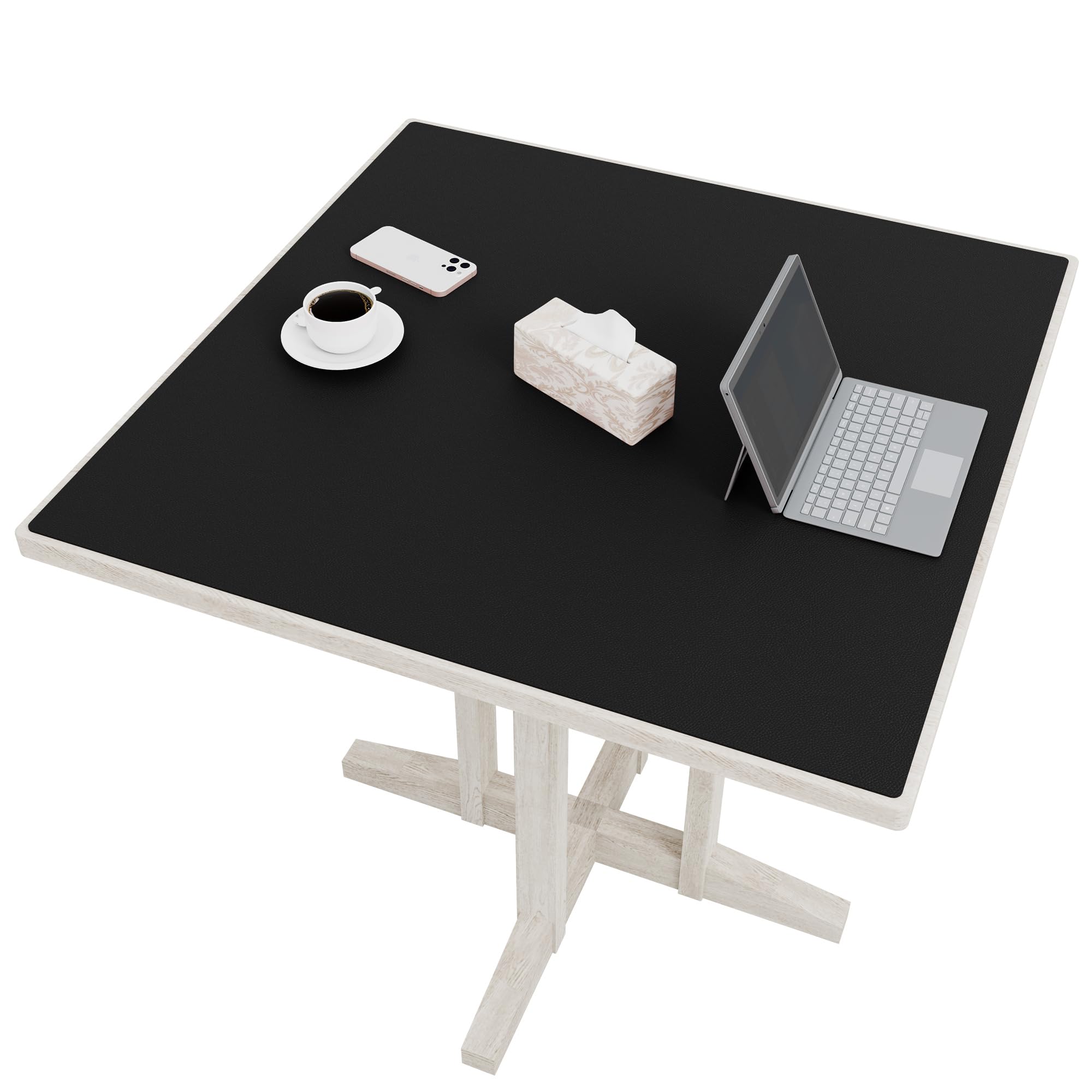 CENNBIE Mantel cuadrado de 76 cm, de corcho y cuero, adecuado como protector de mesa auxiliar de comedor, se puede cortar para adaptarse (23.6-30 pulgadas, negro)
