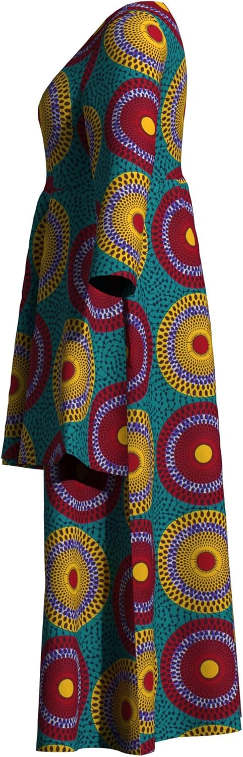 ABCWAX African Dresses for Women Kente Style Print Cotton Sexy Maxi Long Dress for Ladies African Clothes - Image 3
