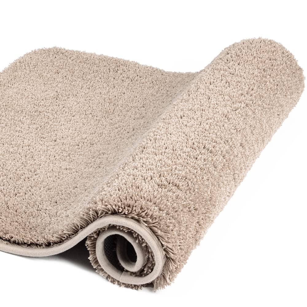 Walensee Bathroom Rug Non Slip Bath Mat for Bathroom (16 x 24, Beige) Water Absorbent Soft Microfiber Shaggy Bathroom Mat Machine Washable Bath Rug for Bathroom Thick Plush Rugs for Shower