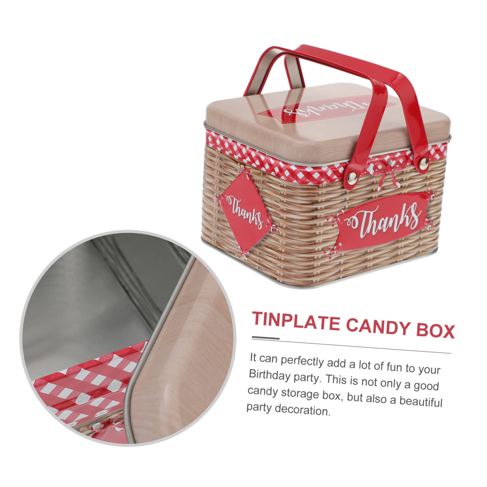 STOBAZA 1Pc Creative Tinplate Cookie Storage Box with Handle Unique Candy Box for Snacks and Moisture Tinplate Jar for Parties and