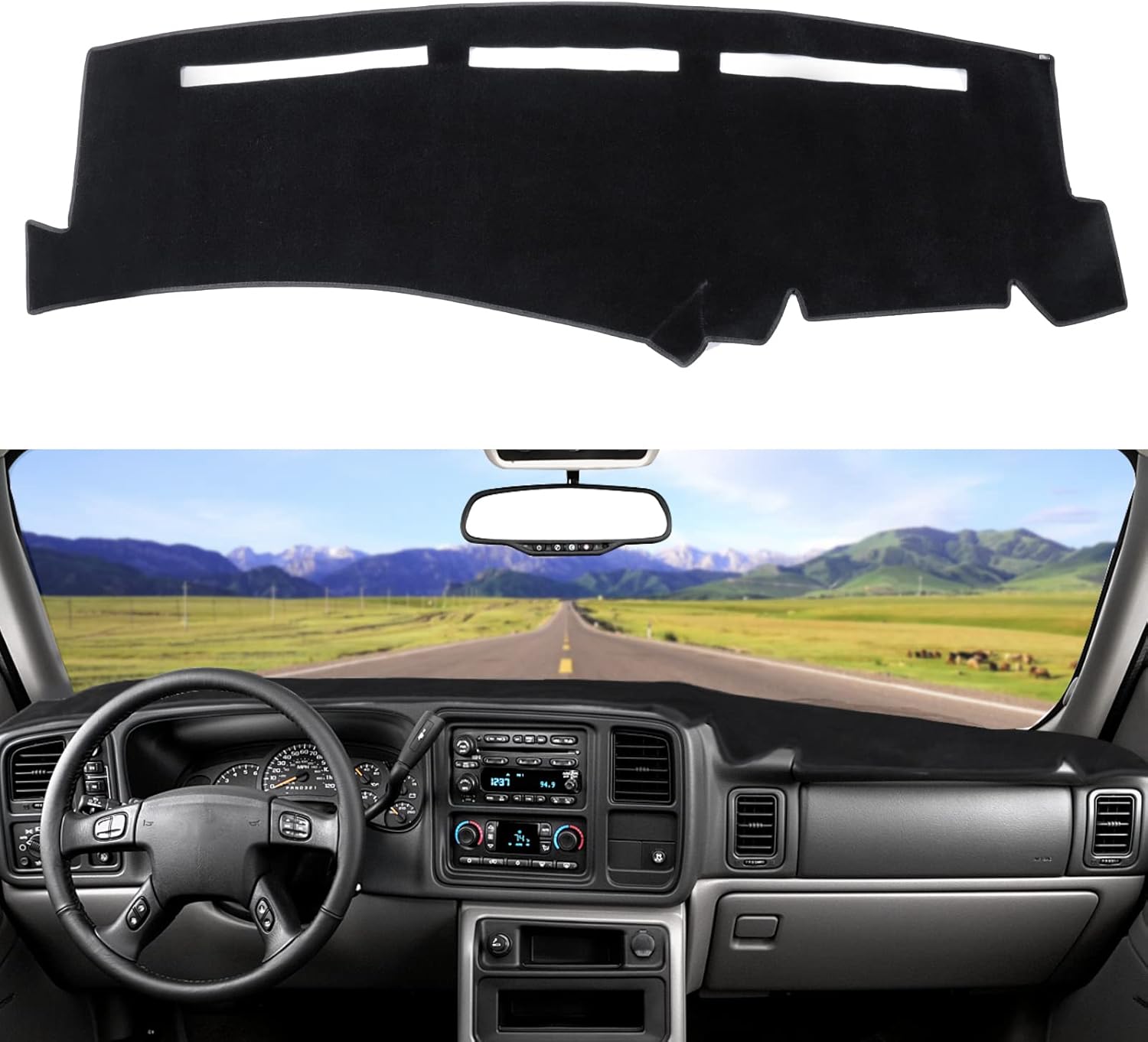 Dashboard Dash Board Cover Mat Carpet for 1999-2006 Chevrolet Silverado GMC Sierra, 2000-2006 Chevy Avalanche Tahoe Suburban GMC Yukon Pickup, Black black 1999-2006 Chevy and GMC