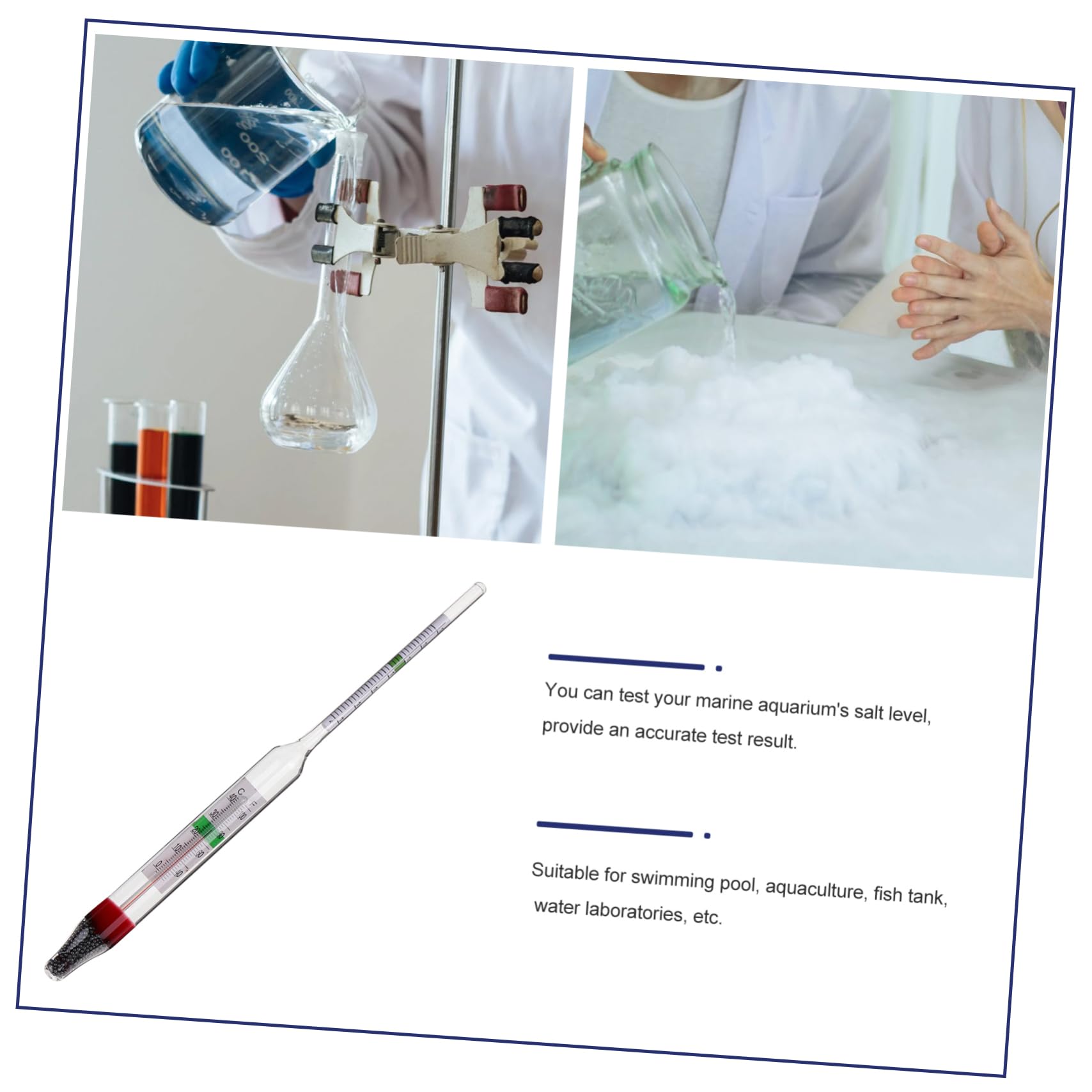 COSMEVIVI Hydrometer for Aquarium Salt Water Gravimeter Fish Tank Meter Set Water