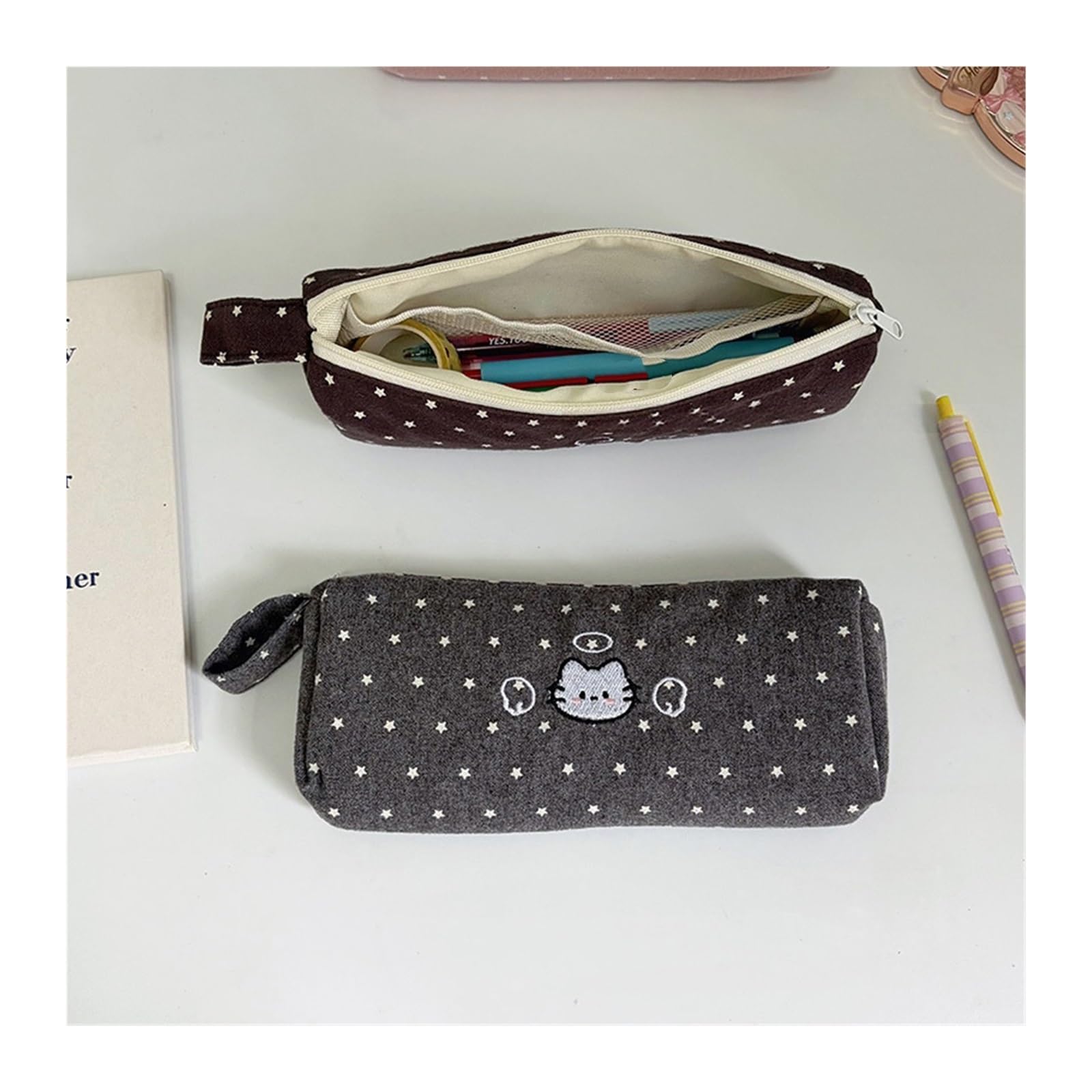 Astuccio con stampa gatto for studenti | Stile Ins, custodia multiuso for trucchi/cancelleria, portatile, regalo for il rientro a scuola(S1)