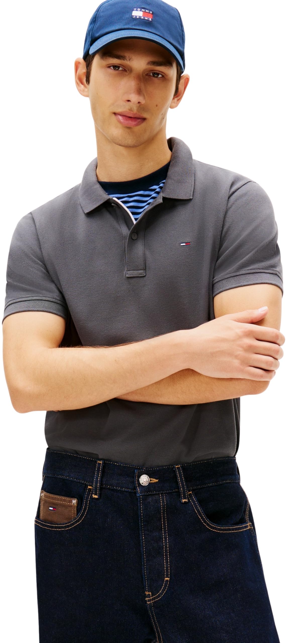 Tommy Jeans Herren Poloshirt Kurzarm Slim Placket Slim Fit