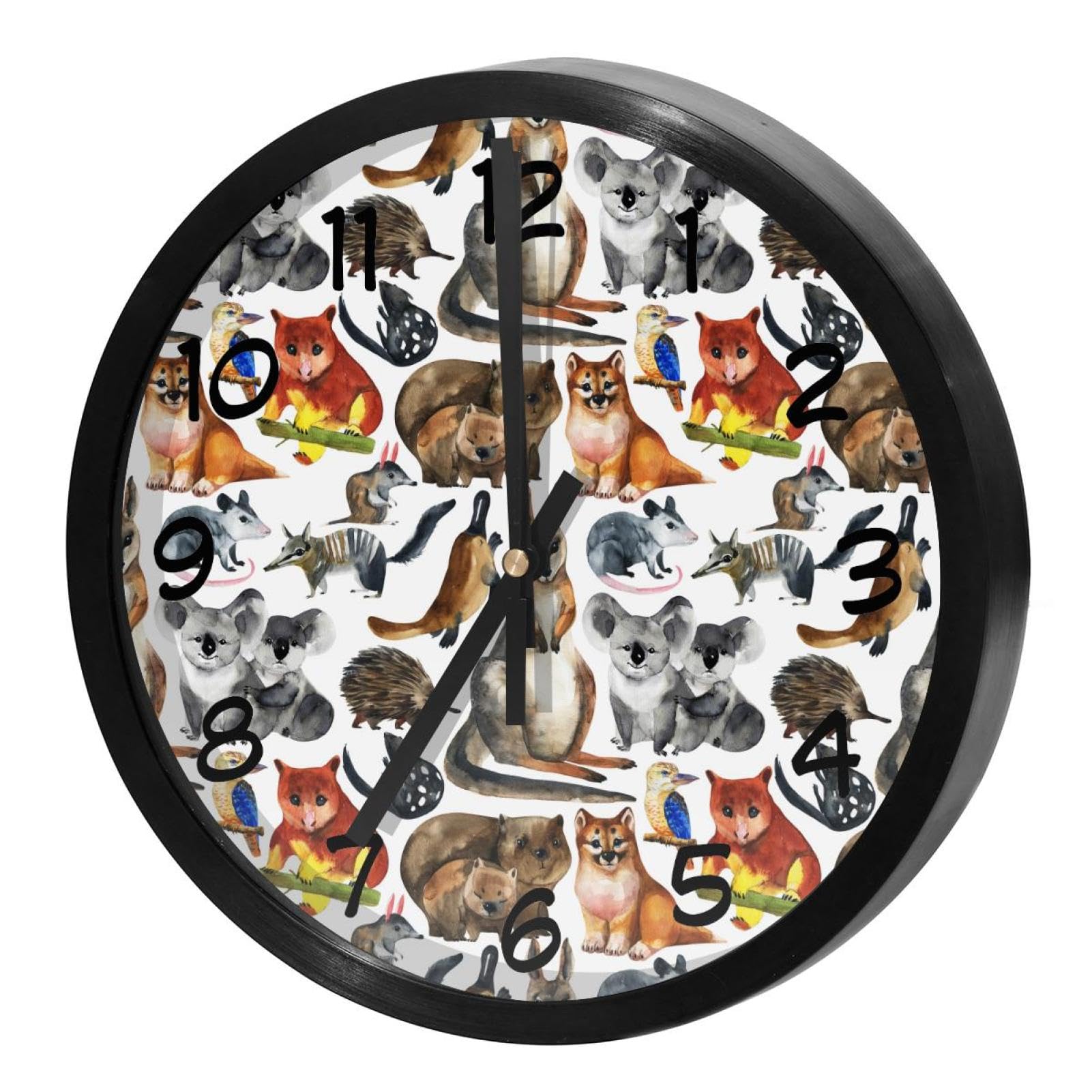 Horloge murale ronde à piles motif koala kangourou pour animer vos murs