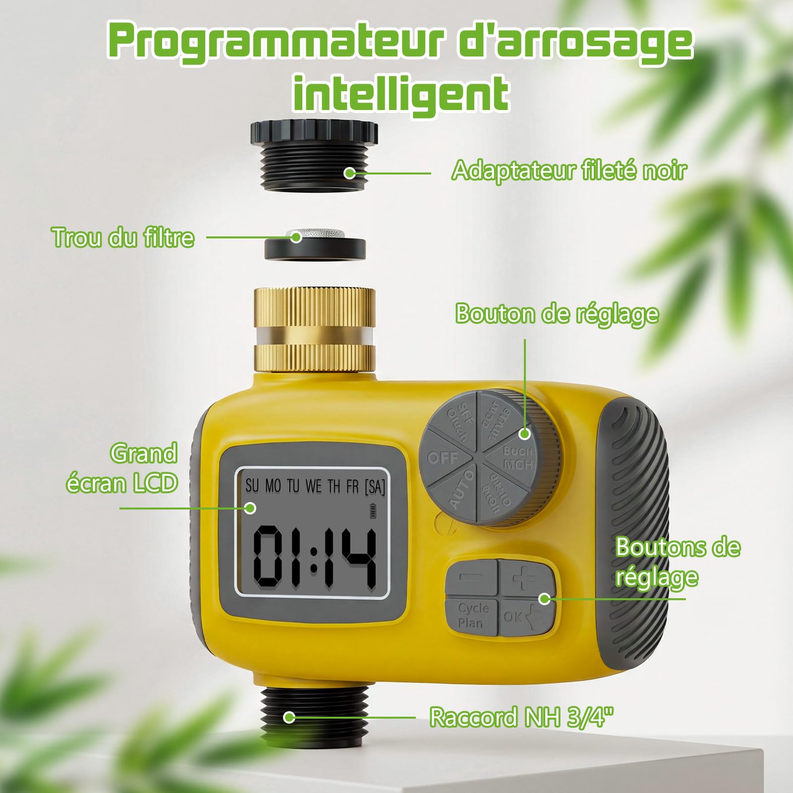 Arroseur Oscillant Programmateur Arrosage 10m Hose 3 en 1 Kit