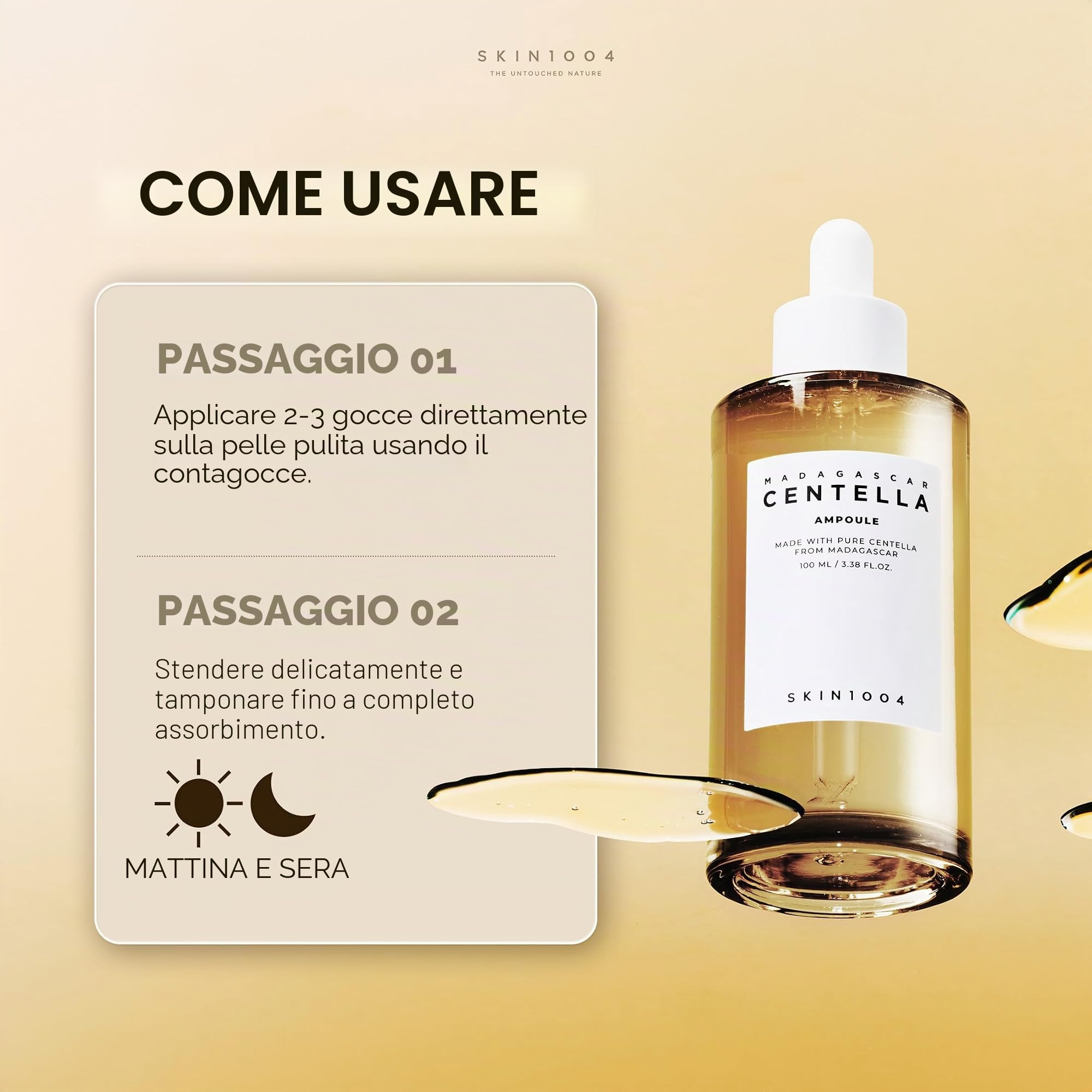 Skin1004, Centella Asiatica del Madagascar, 100 fiale (ml)/ siero viso/estratto 100% di centella asiatica/lenitivo, per pelli sensibili e a tendenza acneica