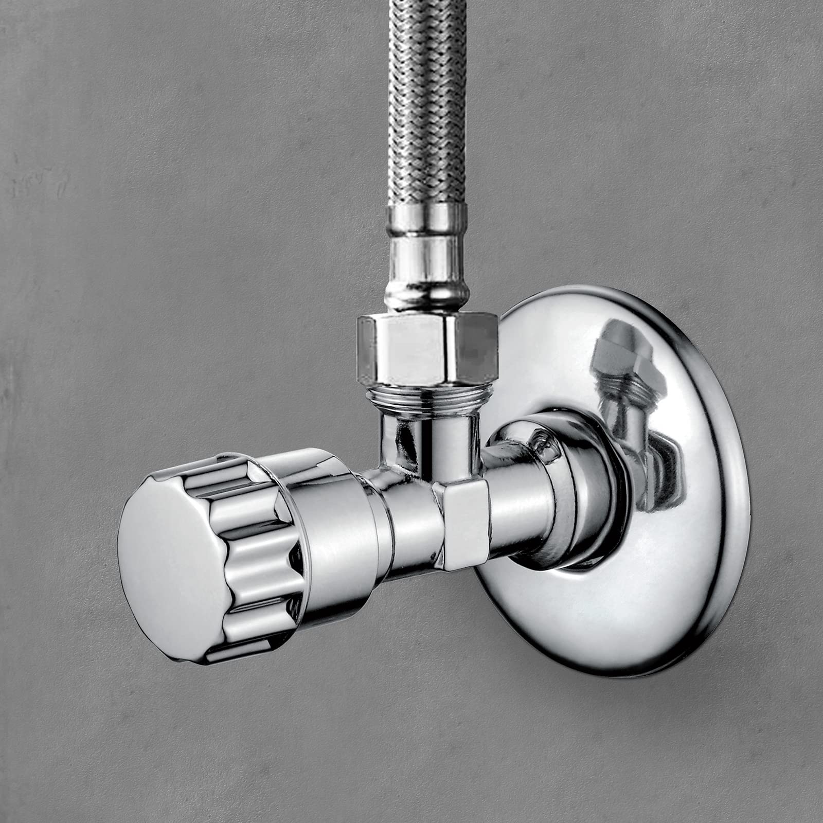 Ibergrif M22022-2 Valvola Angolare Autosigillante 1/2" x 3/8" Universale, Rubinetto Sottolavello in Ottone Cromato, Valvola Acqua Parete Resistente, Set 2 Pezzi per Cucina Bagno
