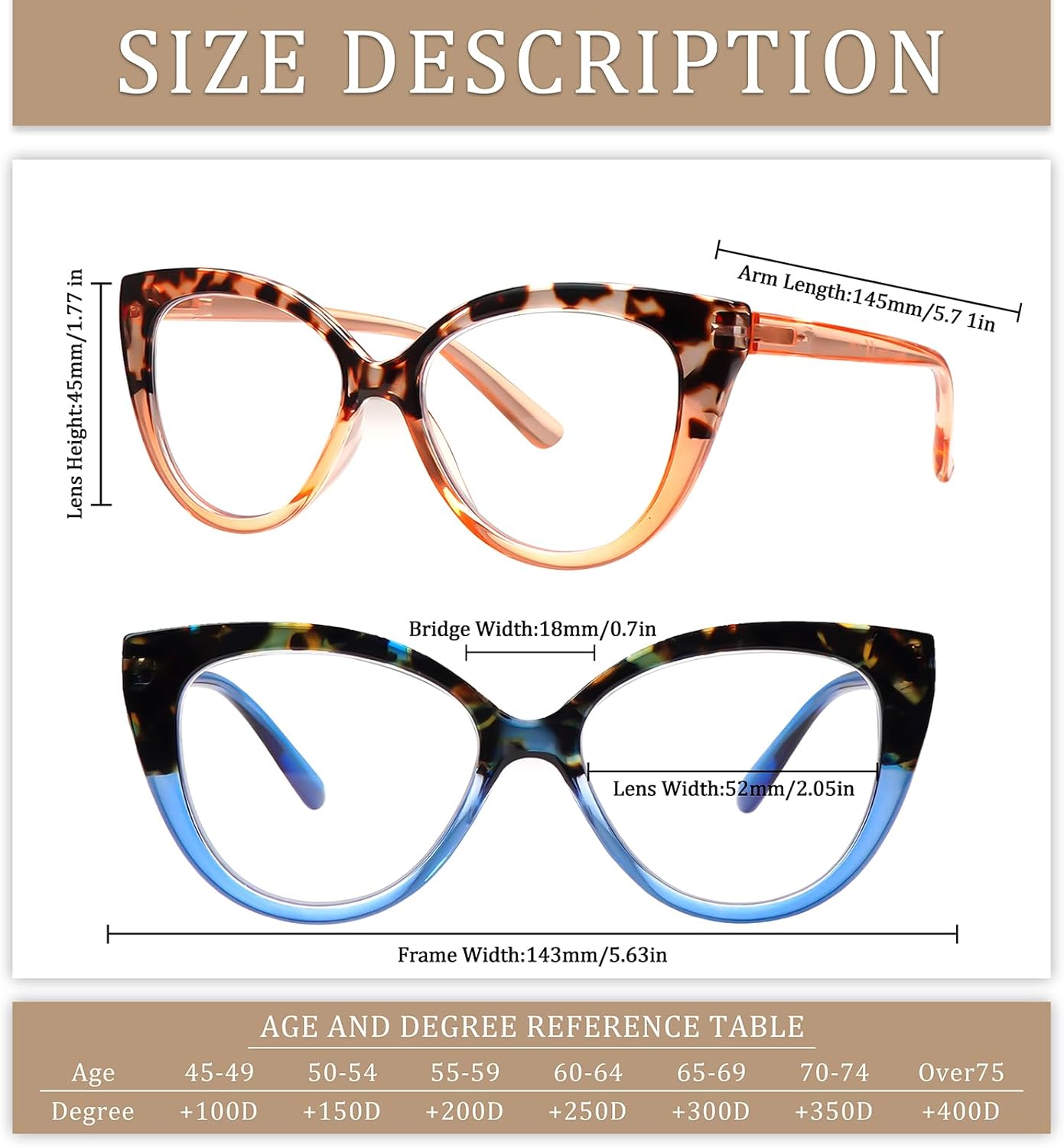 CLASAGA Reading Glasses for Women Blue Light Blocking Cat Eye Computer Readers Stylish Eyeglasses Spring Hinge - Image 3
