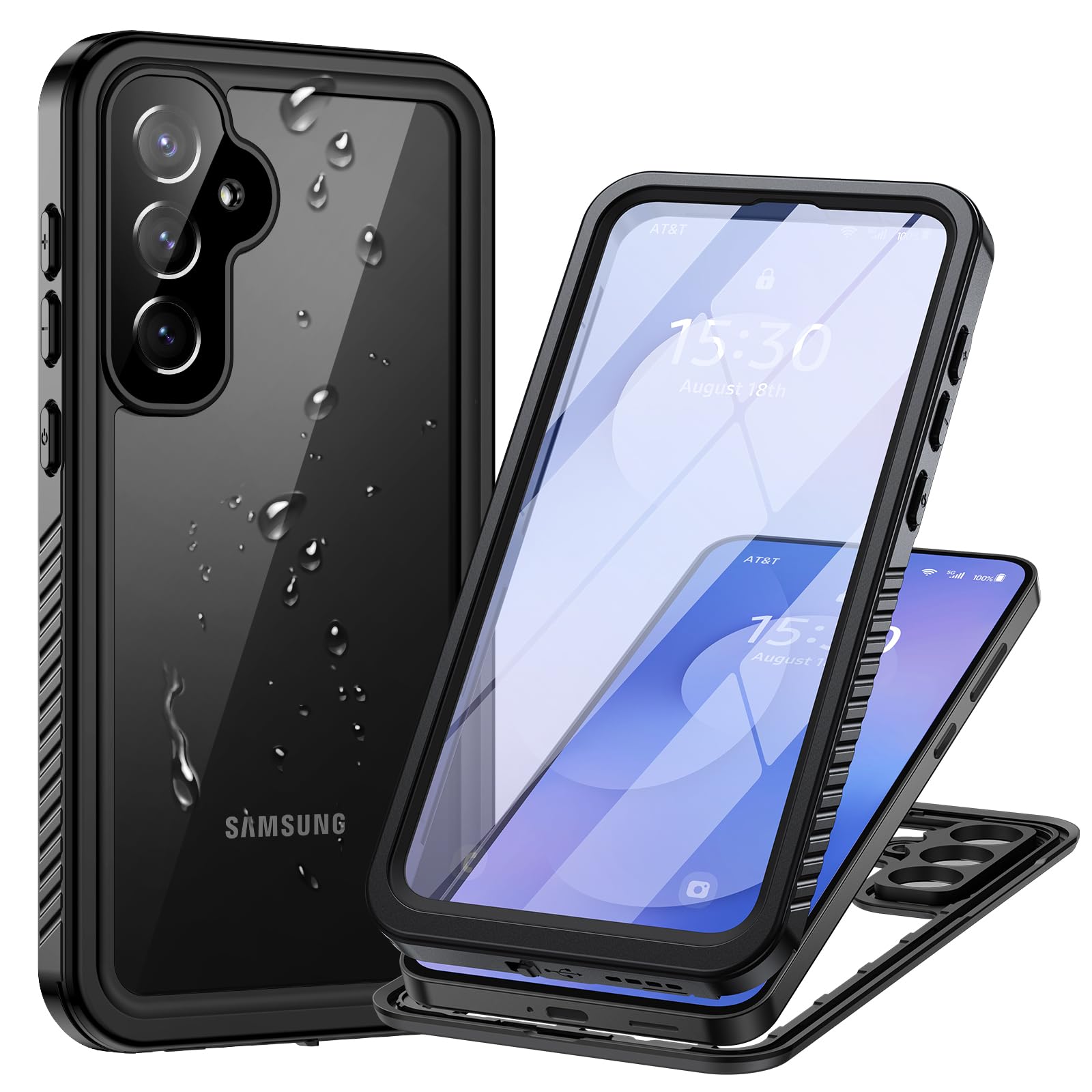 für Samsung Galaxy S25 FE Hülle IP68 Wasserdicht,HandyHülle für Samsung S25 FE 5G 360 Schutzhülle,Stoßfest Staubdicht Outdoor Panzerhülle mit Eingebautem Displayschutz für S25 FE,Schwarz