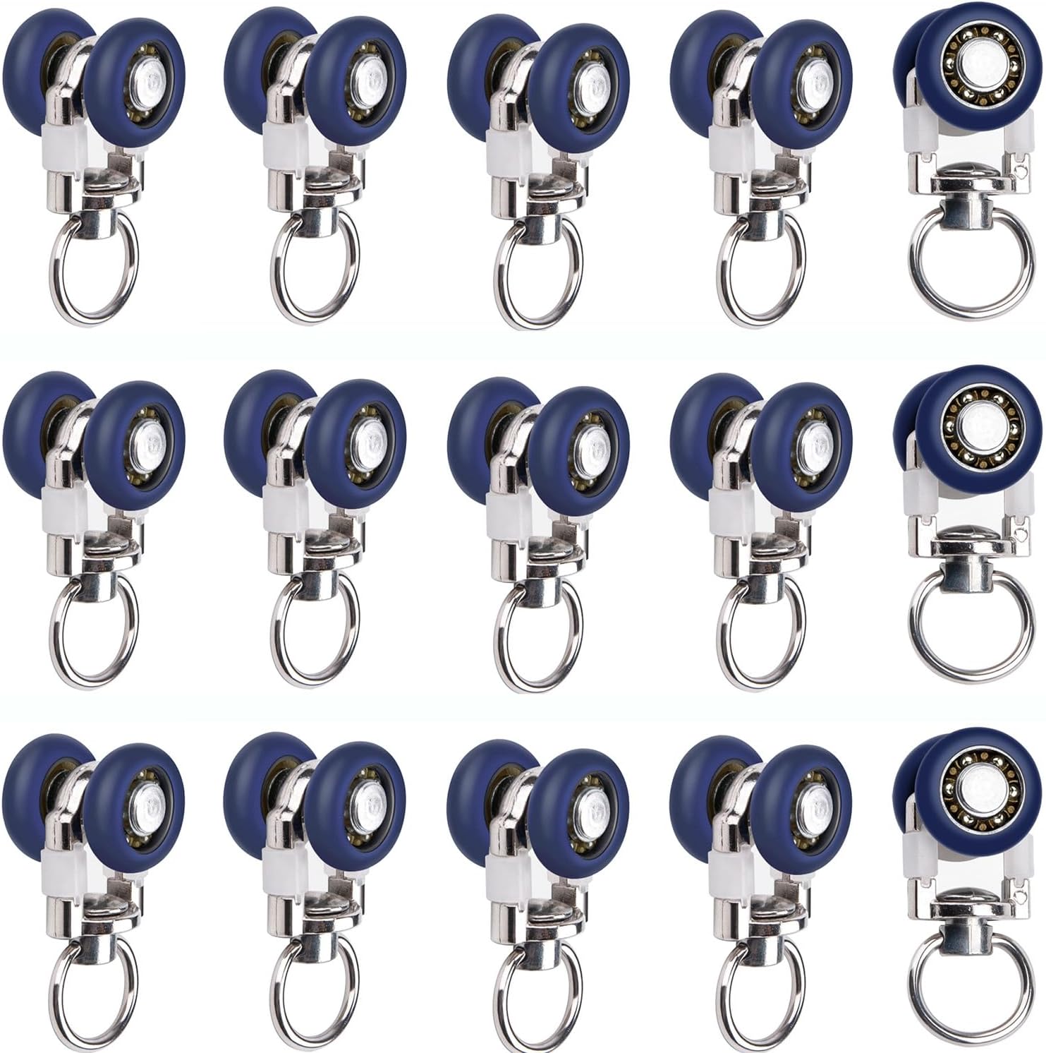 Surf Turtle 15 PCS 11mm Mute Wheel Curtain Track Glider Hooks