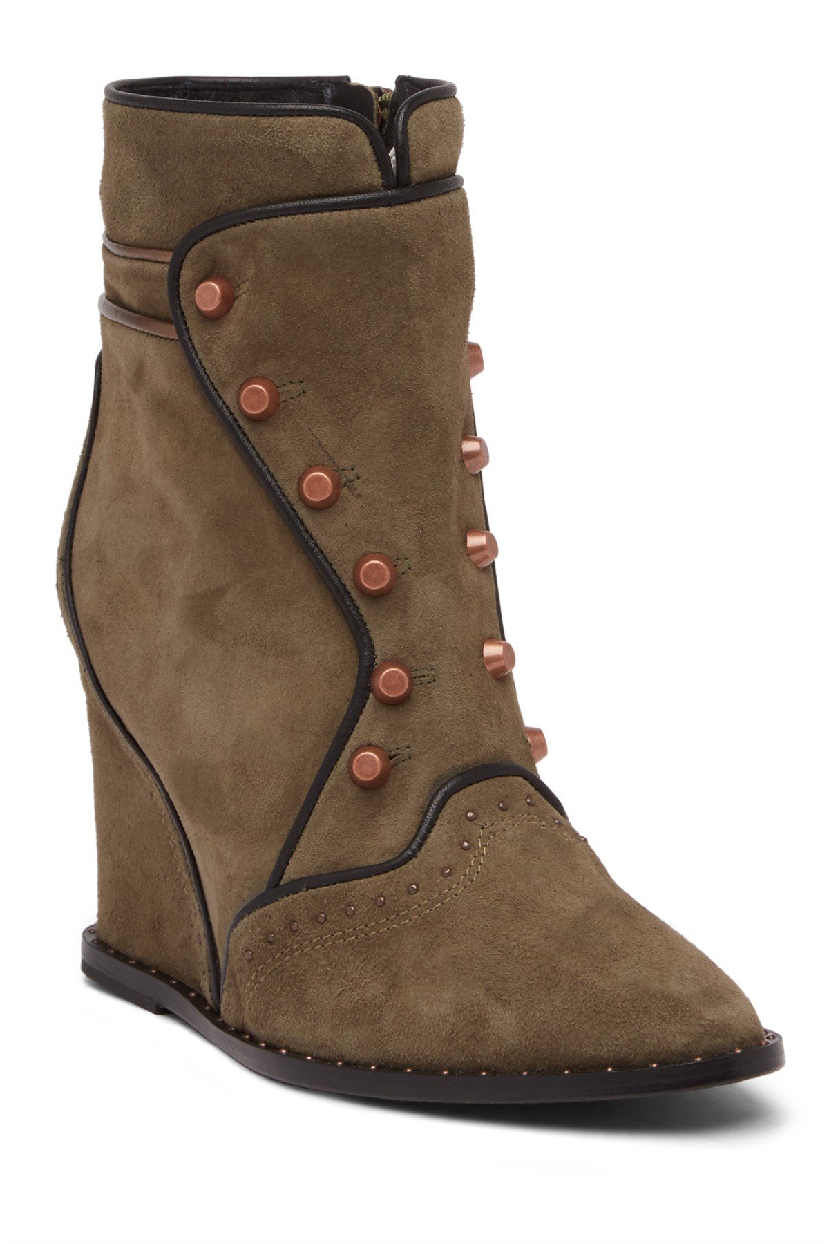 Ivy Kirzhner Sovereign Embellished Boot Military Green Pointed Toe Ankle Boots