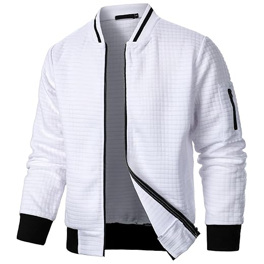 Jaqueta masculina leve casual leve para homens jaqueta bomber waffle casaco universitário com zíper