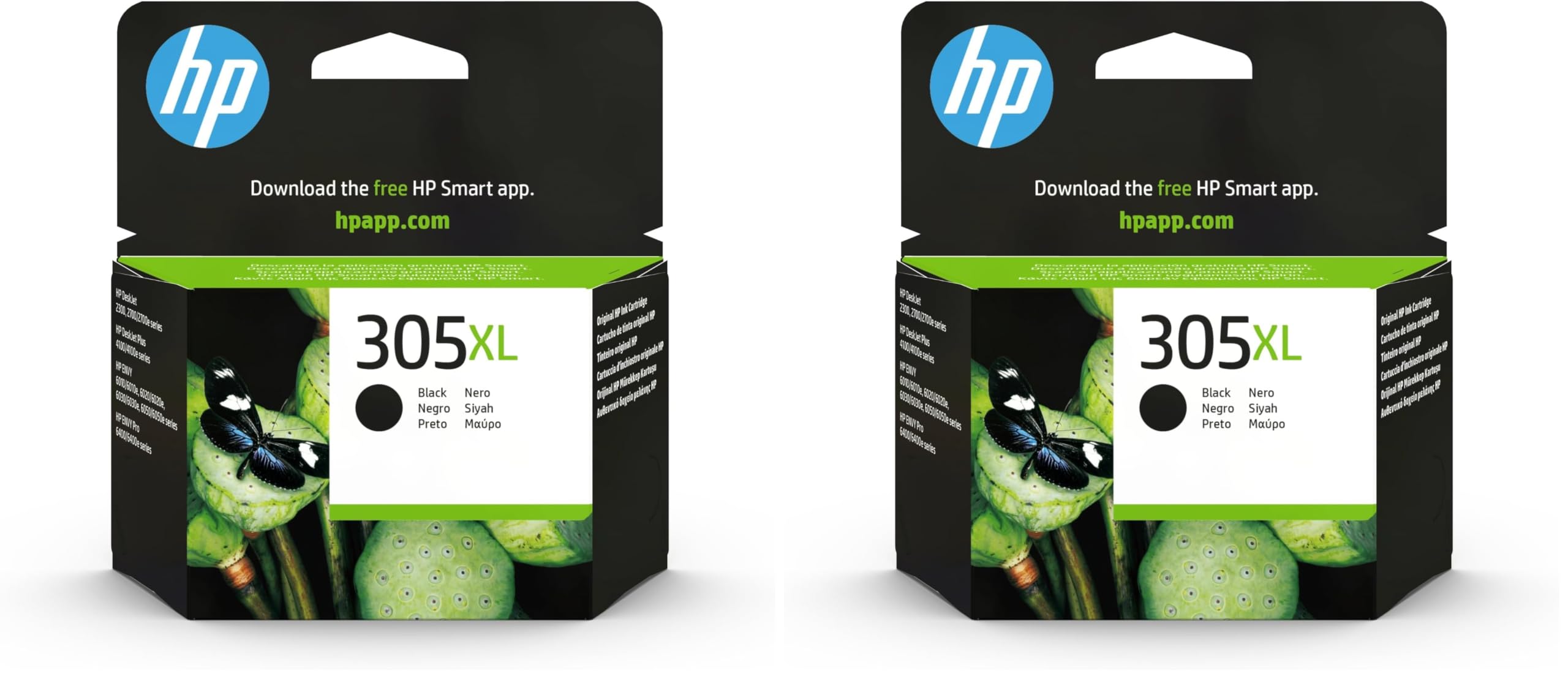 HP 305XL 3YM62AE, Black, Original High Capacity Ink Cartridge, Compatible with DeskJet 2700, 4100, Envy Series 6020, 6030, 6400 and 6430 Series Inkjet Printers (Pack of 2)