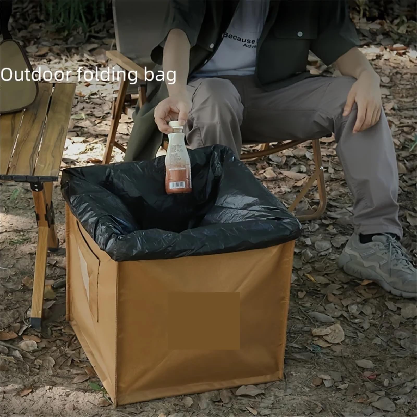 Sac à Corde d'escalade Sac à Corde d'escalade 2 pièces, Sac Portable Pliable, Panier à vêtements Sales avec poignée, Poubelle de Camping Pliable for Barbecue Pique-Nique randonnée(Khaki)