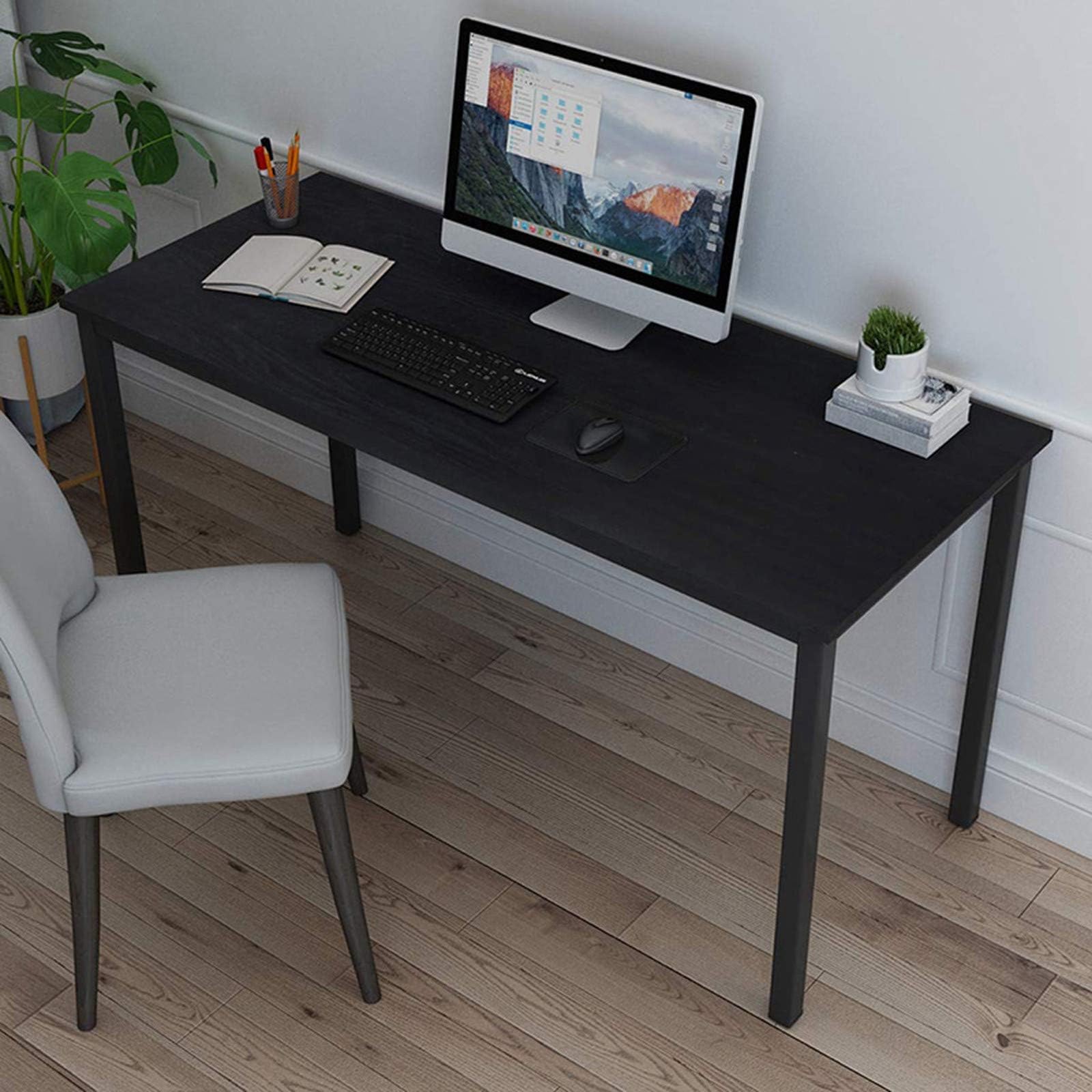Computer Desk 47＇ Modern Sturdy Office Desk Study Writing Desk for Home Office Little Table 4 Desk with Drawers Desk with Wheels and Shelves (Black, One Size)