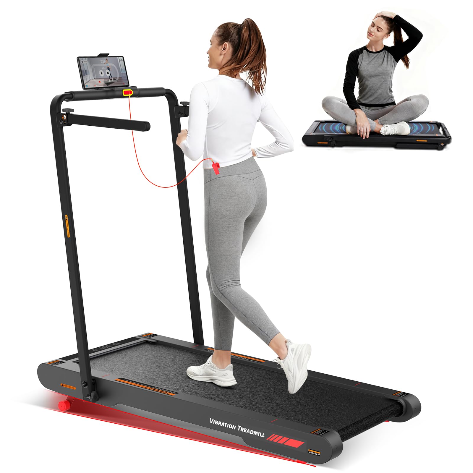 Sperax Walking Vibration Pad Treadmill with 6% Manual Incline,5 in 1 Folding Under Desk Treadmill for Home Office with Handle Bar manual 6% inlicne