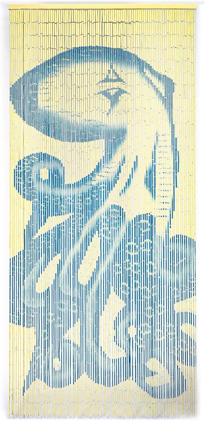 TACHILC Octopus Wooden Beaded Door Curtain - 36 x 78 in- Bead Doorway Curtain - Bead Curtain for Door Decoration & Room Divider