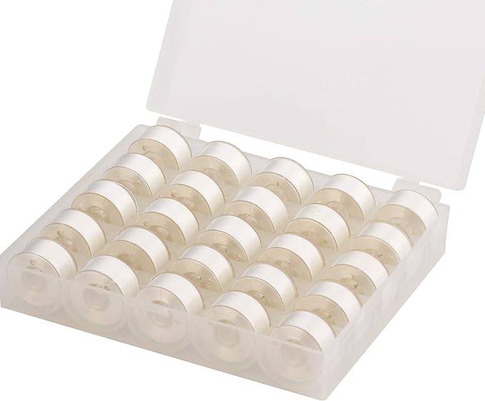 Simthread 25pcs White Prewound Bobbin Thread Size A (SA156