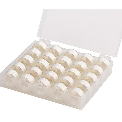 Simthread 25pcs White Prewound Bobbin Thread Size A (SA156) 60WT for Brother Innovis, Babylock, Bernette, Bernina and Janome Embroidery Thread Sewing Thread Machine with Clear Storage Plastic Case DIY