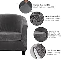 Vista 5 de Funda de terciopelo para silla de club, fundas para sillón de sala de estar, funda elástica para sofá de bañera, fundas redondas para sillón de sala