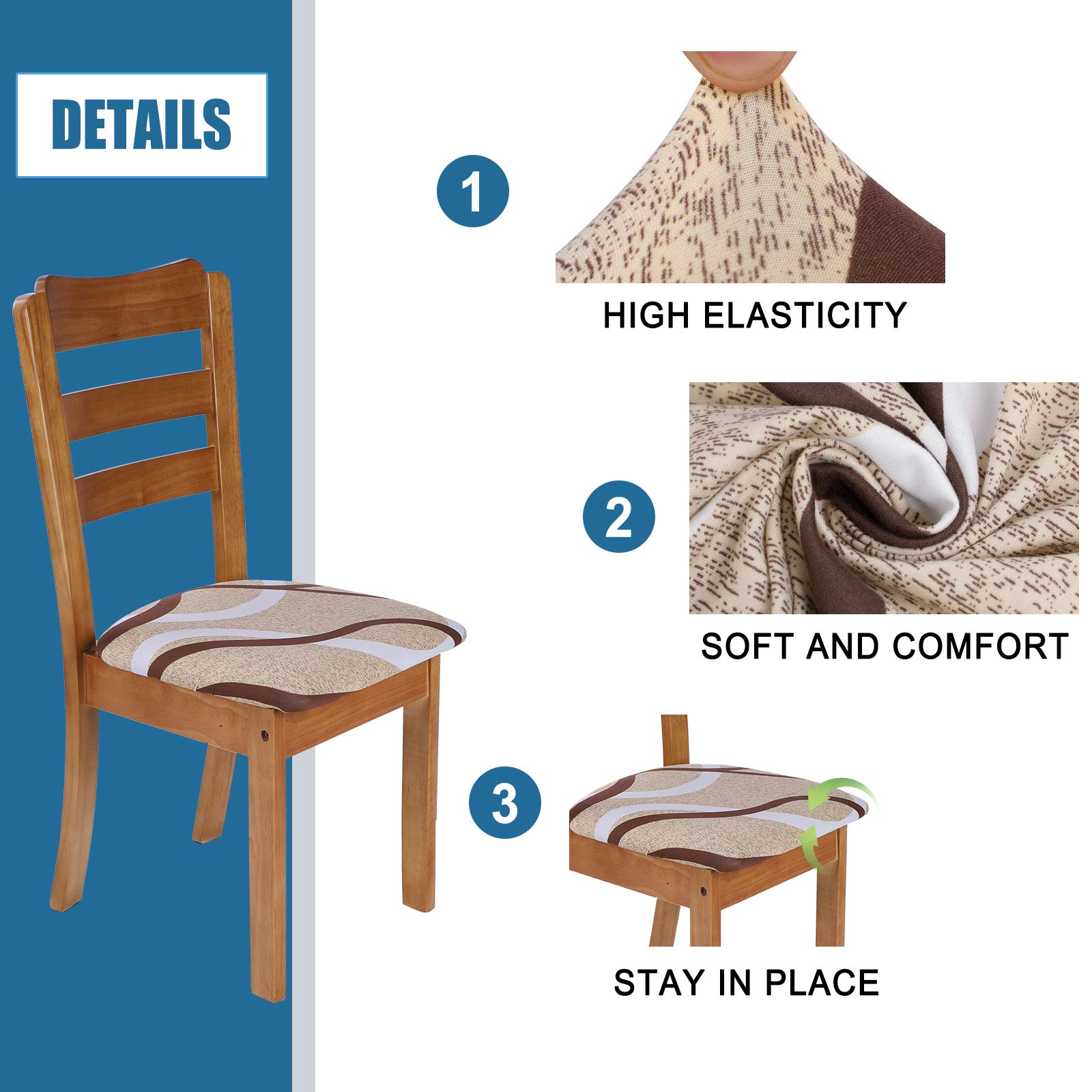 Lot De 8 Housses élastiques Pour Chaises Basculantes - Lavables En Machine, Anti-poussière, Tailles Adaptables 38-50 Cm