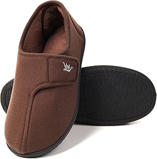 Men's Adjustable Wrap 80-D Memory Foam Diabetic Slippers for Swollen Feet, Edema, Arthritis, Elderly