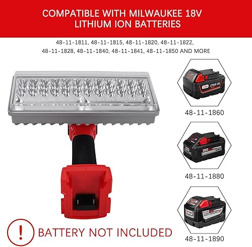 Miniatura 2 de Luz de trabajo LED de 4200LM compatible con batería Milwaukee de 18 V, reflector portátil y proyector combinado con carga USB para camping, taller y