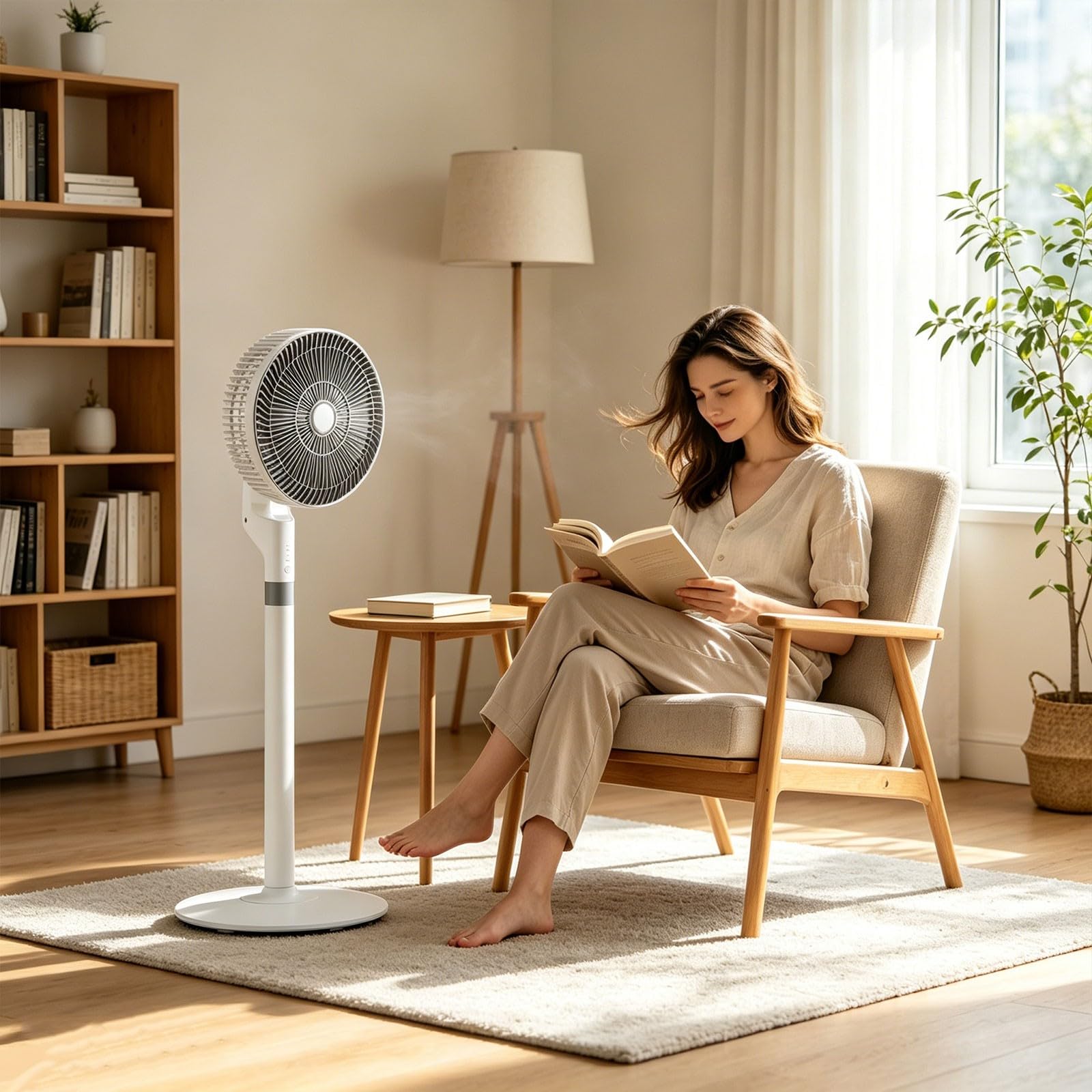 Pedestal Fan For Bedroom Standing Fan For Bedroom 2026 Upgraded Whole Room Air Circulator 90Ft Airflow 30Db Quiet Dc Motor Cooling Device 90° Oscillating Pedestal 3 Speeds Usb Adjustable Height - Image 8