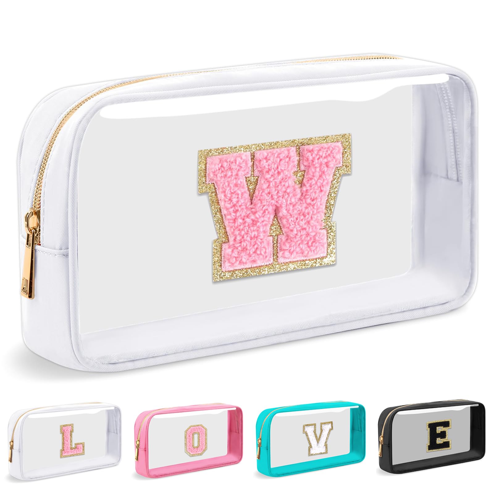 Cosmetic Bags Clear Makeup Bag Organizer Travel Essentials Gifts for Women Girlfriend Teen Mom Teacher Brithday Mothers Day Gifts A-Z Personalized Bag