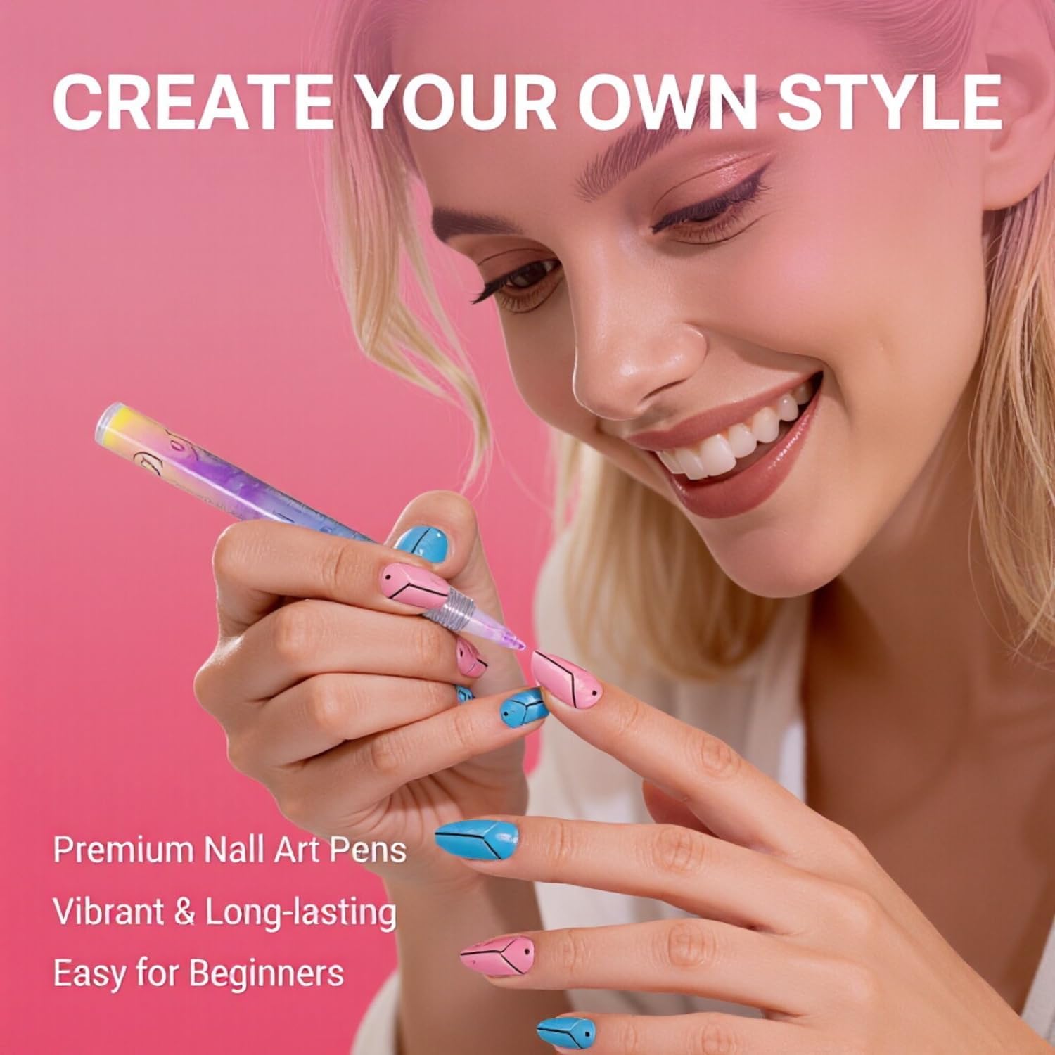 12 Colors Nail Art Pens & Acrylic Markers Set, 0.5mm Ultra-Fine Tip for Micro-Detailing, Water-Based Quick Dry DIY Manicure Tools, Easter Basket Stuffers & Spring Gifts for Girls Women (12pcs)