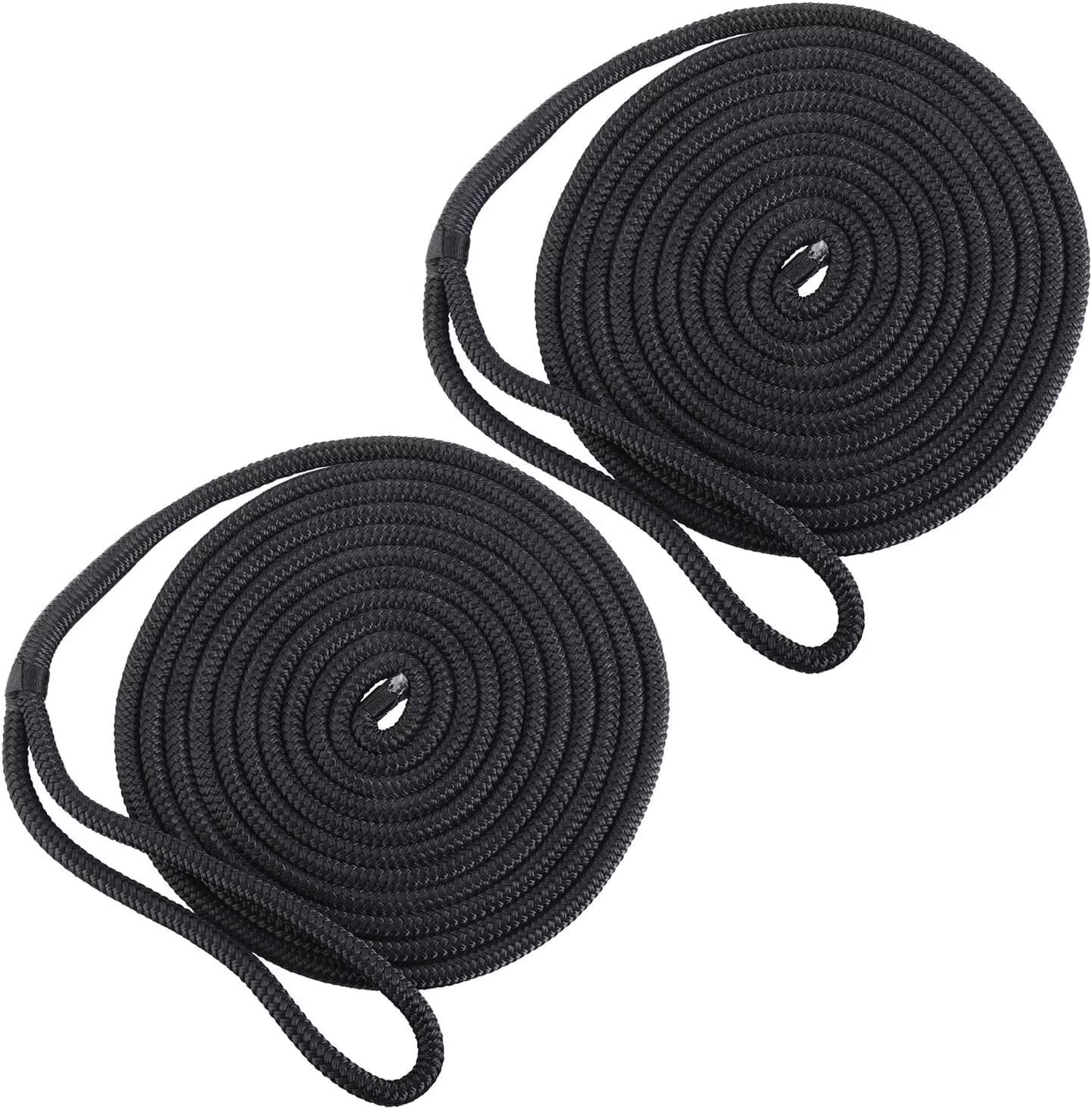 BOOMSTART 4 pezzi corda da ormeggio per barca da 12 mm con occhio in nylon doppio intrecciato, linea Dock Ø 12 mm, L: 4,57 m, occhio 30,48 cm, carico di rottura: 2240 kg, nero