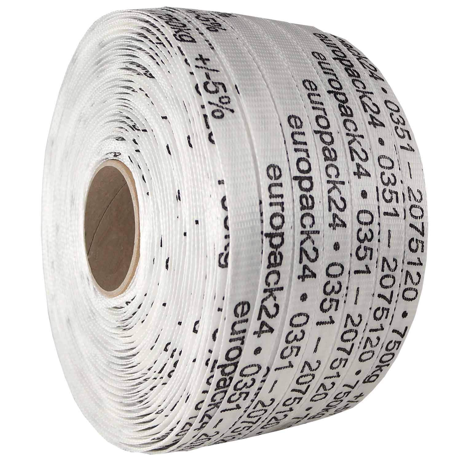 19mm TEXTIL UMREIFUNGSSET Set mit 1 Rolle Textilband 500m kreuzgewebt + 500 Klammern + 1 Spanngerät + 1 Abroller ideal zum Holzbündeln