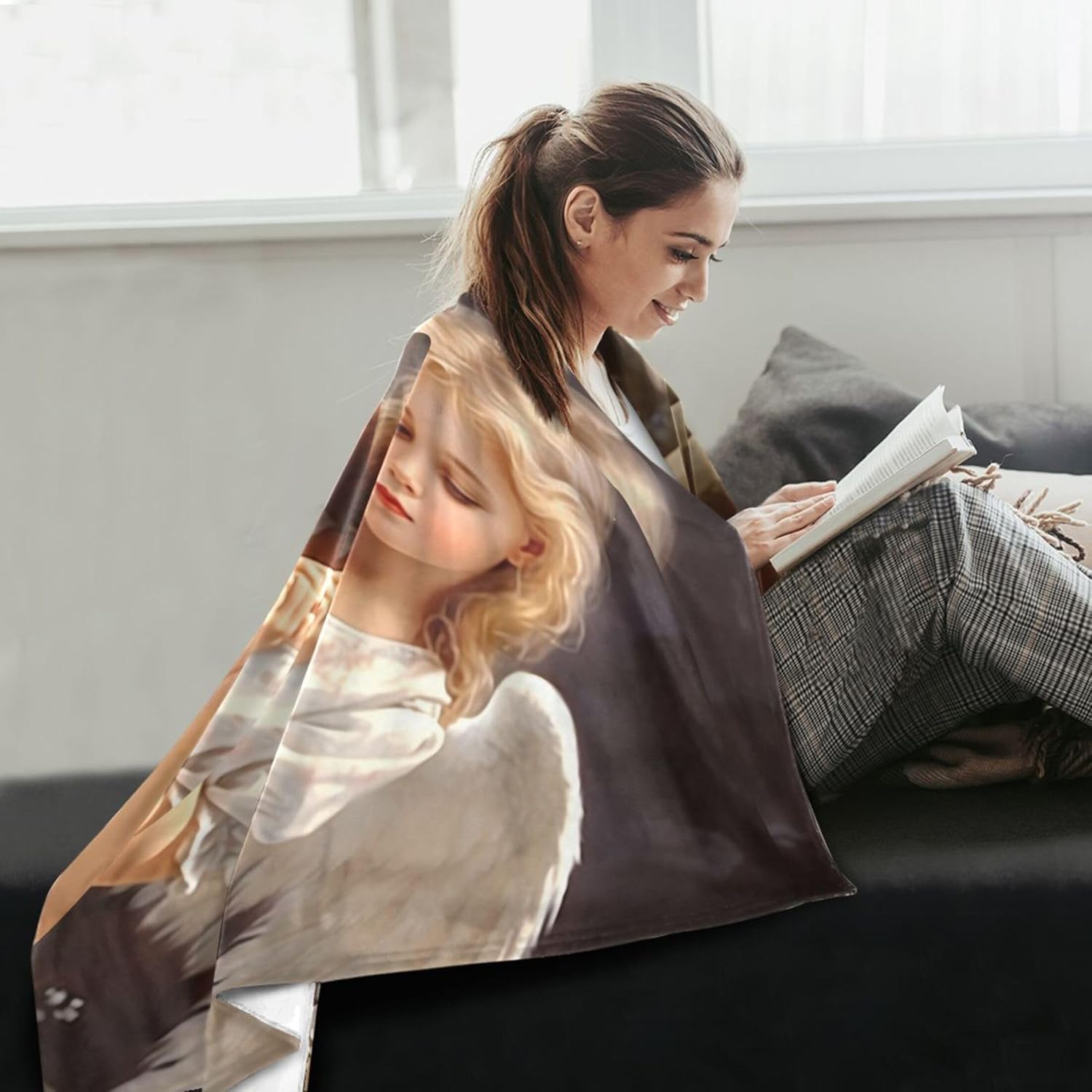 Angel Girl Wings Blanket Microfiber Throw Blanket Suitable Bed Couch and Living Room 60x90 inch S0403234