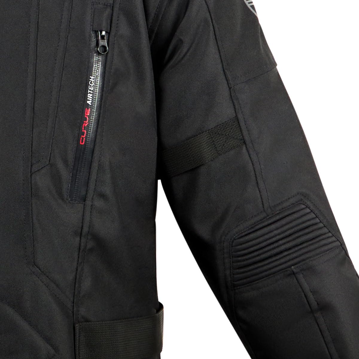 CURVE Chaqueta moto Boron Waterproof, Negra, Impermeable, Espaldera EVA, Protecciones hombros y codos Nivel 2, Adultos, Hombre, Mujer, todas las estaciones, clase A, CE